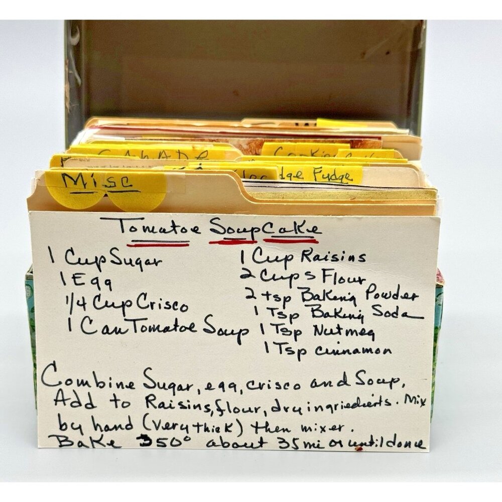 Vintage Metal Recipe Box Including Handwritten Clipped Recipes Index Cards - Picture 8 of 10